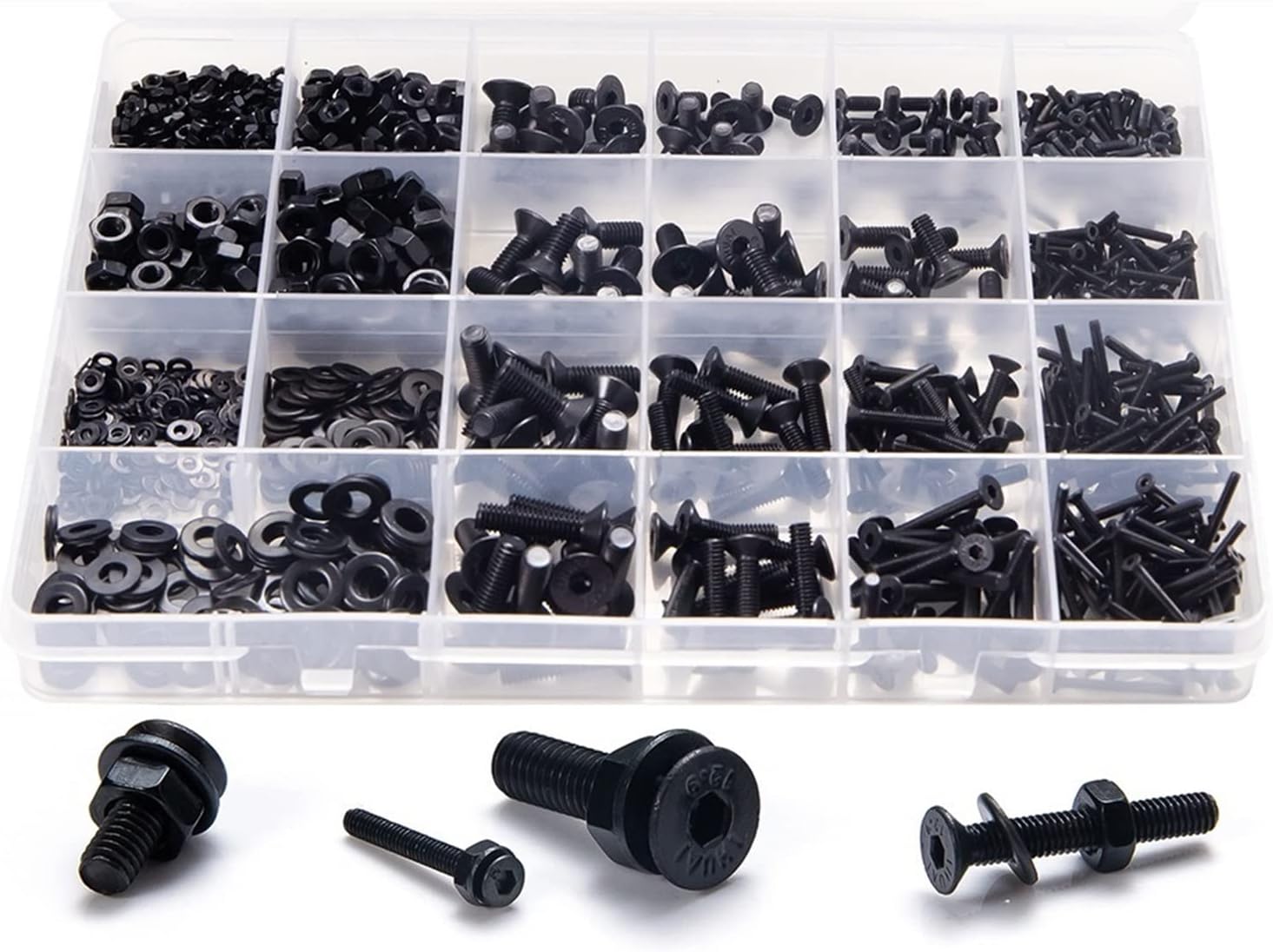 Youngran 1060pcs M2 M3 M4 M5 Hex Socket Screw Set Carbon Steel Flat Round Cap Head Screws Bolts and Nuts Assortment Kit with Storage Box Leisurely (Color : Round)