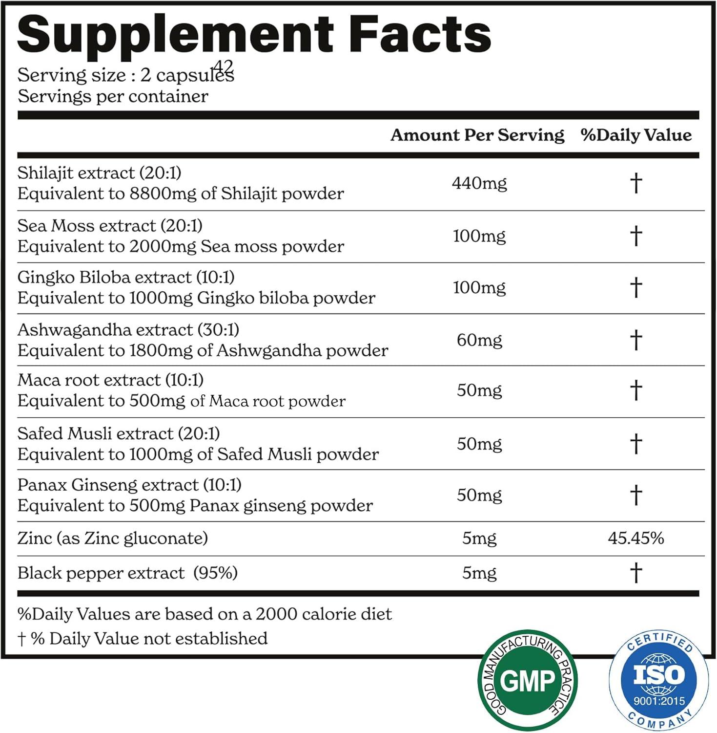 8800mg Shilajit, Maca Root, Ginkgo Biloba, Sea Moss, Ashwagandha, Panax Ginseng, Safed Musli & Zinc| Boost Stamina & Energy, 120 Capsules| 95 + minerals| All in One Herbal Supplement for Men & Women - Image 4