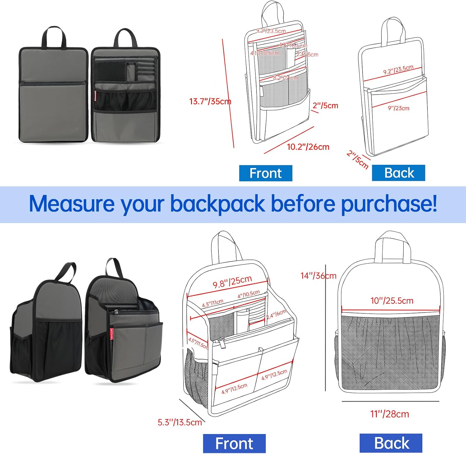 Large Backpack Organizer Insert for Laptop A4 Paperwork- L,Grey image 2