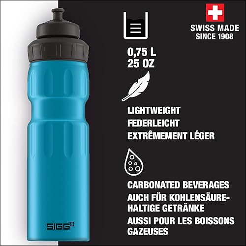 Miniatura 10 de SIGG - Botella de agua deportiva de aluminio negra - Con tapa deportiva de 3 etapas - A prueba de fugas - Ligera - Libre de BPA - 25 Oz