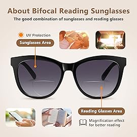 EASY READ Bifocal Reading Sunglasses for WomenFashion Sun Readers UV400 Protection(Magnification 2.75, Black)