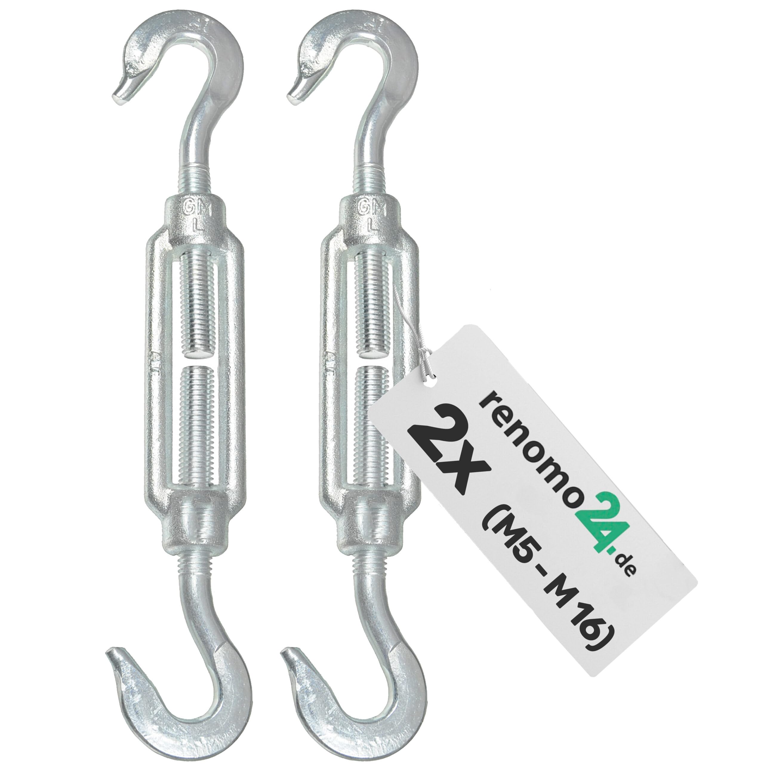 2x Spannschloss M16 Haken-Haken aus Stahl galvanisch verzinkt nach PN-EN 1993-1-11