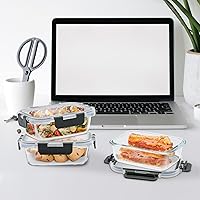 Vista 6 de Recipientes pequeños de vidrio para almacenamiento de alimentos de 24 piezas con tapas herméticas, juego de recipientes de preparación de comidas