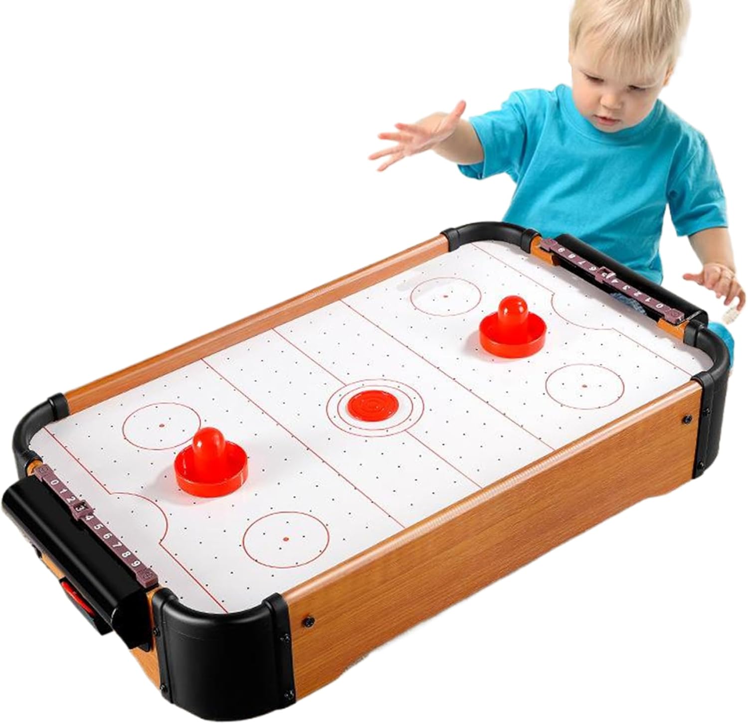Air Hockey Table for Kids, 20 x 12 x 4 Portable Small Air Hockey Table, Floating Games with Electric Fan, Puzzle Tabletop Games for Kids Boy Girl, No Battery