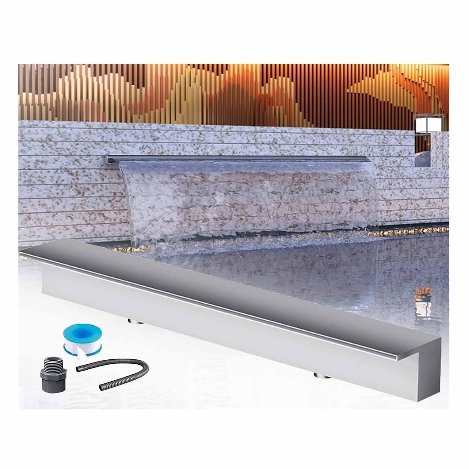Cascade de piscine acier inoxydable 304 noir de 20 cm pour bassin de jardin et extérieur