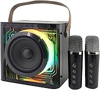Magnavox MHT777 Portable Karaoke Machine with 2 Wireless Mics, Bluetooth 5.0, USB/TF, Lights - Party PA System for Adults & Kids