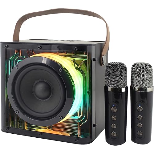 Magnavox MHT777 Portable Karaoke System with 2 Wireless Microphones, Bluetooth 5.0, Portable Karaoke Machine for Adults & Kids, PA System, Supports for USB,TF Card,Big Sound in a Little Package