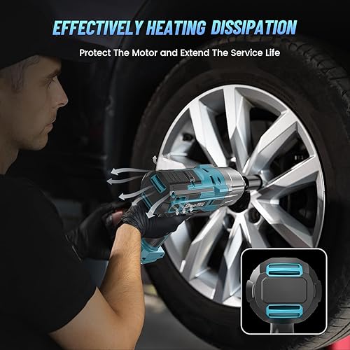 Miniatura 3 de Seesii Llave de impacto eléctrica con cable, 368 pies-libras (500 N.m), pistola de impacto de 12 pulgada con cable de 8 amperios, 4 enchufes para