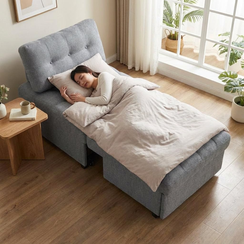 HEMAX Divano Letto Convertibile Salvaspazio, Poltrona Letto – Tortora