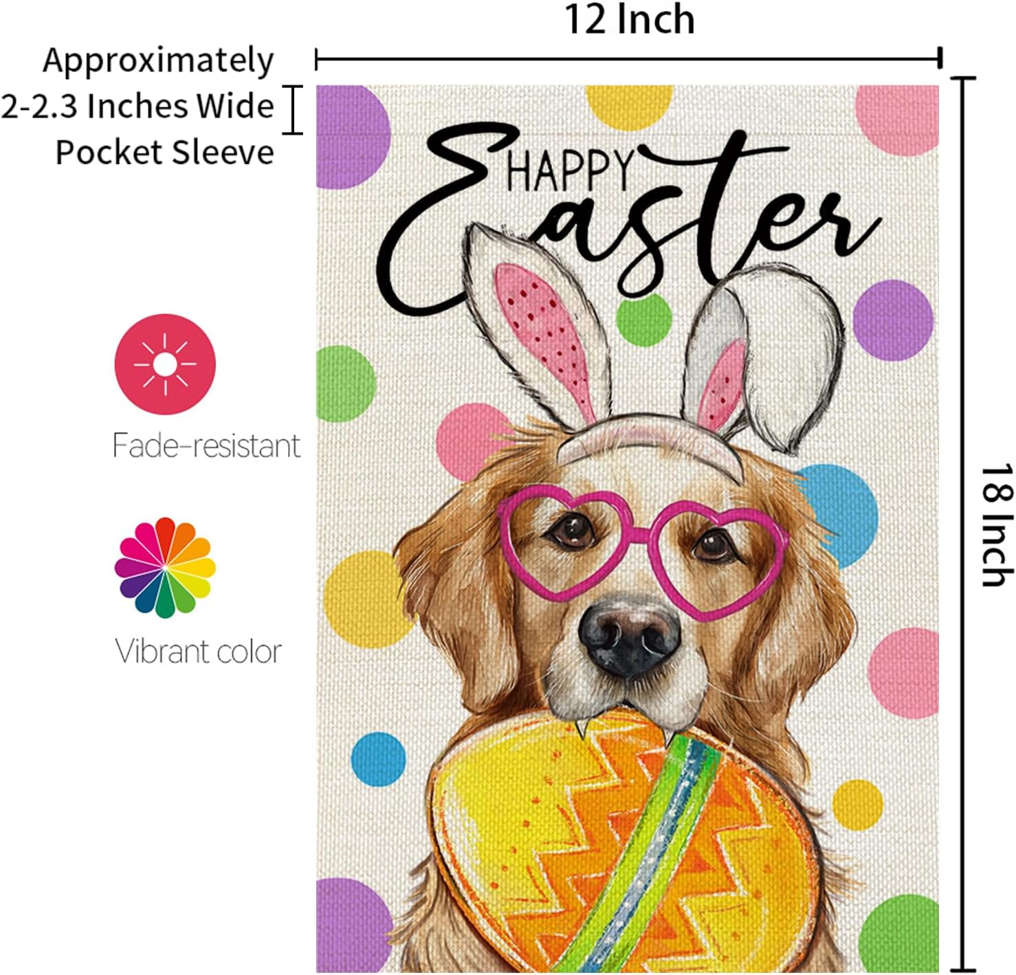CROWNED BEAUTY Easter Garden Flag Dog Bunny Ears Welcome 12x18 Inch Double Sided Small Seasonal Holiday Golden Retriever Decoration for Outdoor Lawn Yard - Image 5