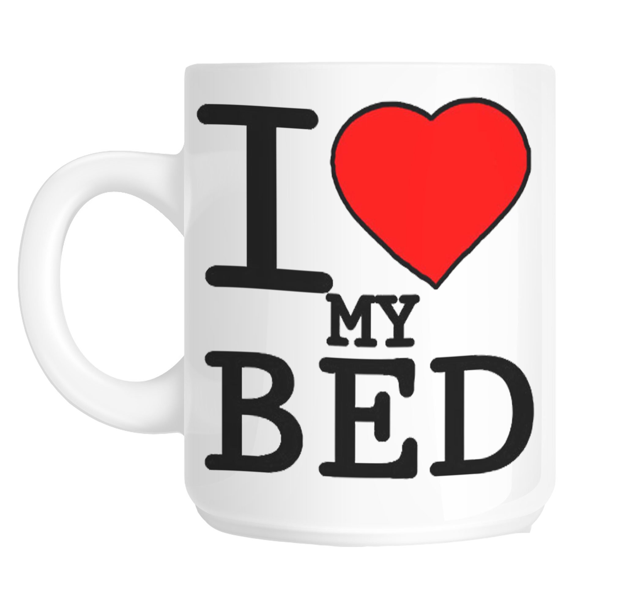 Shaniztoons White I Love Heart My Bed Novelty Gift Mug
