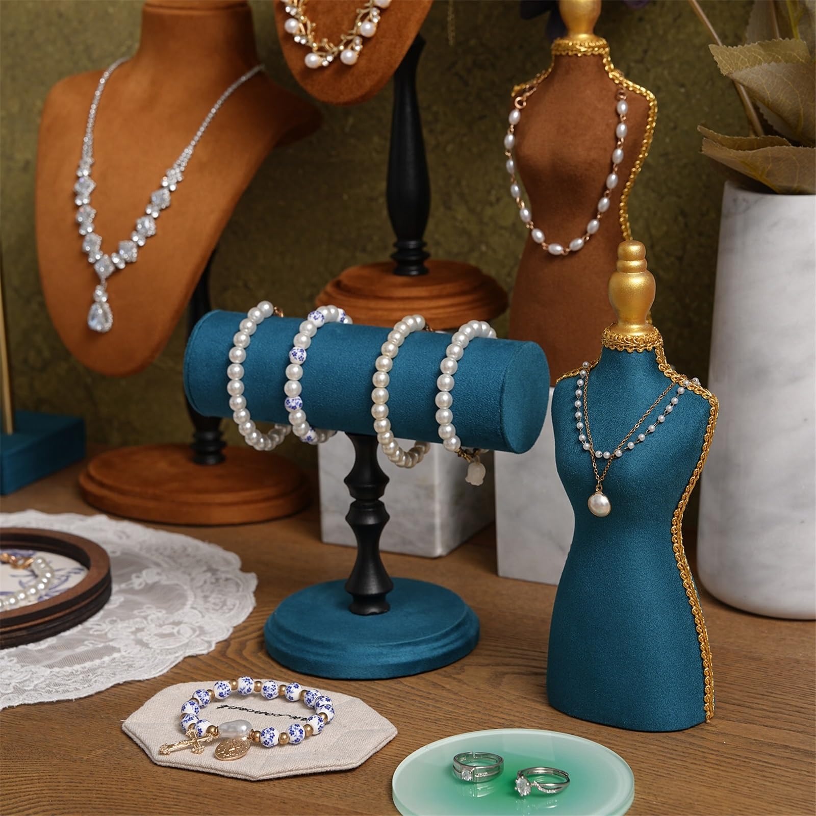 Schmuckständer Vintage Samt-Schmuck-Display-Set zur Aufbewahrung und Präsentation