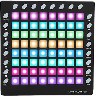 MIDI Controller Strike Pad,Portable MIDI 64-Pad,USB Grid Controller for Live Performance Music Production Software
