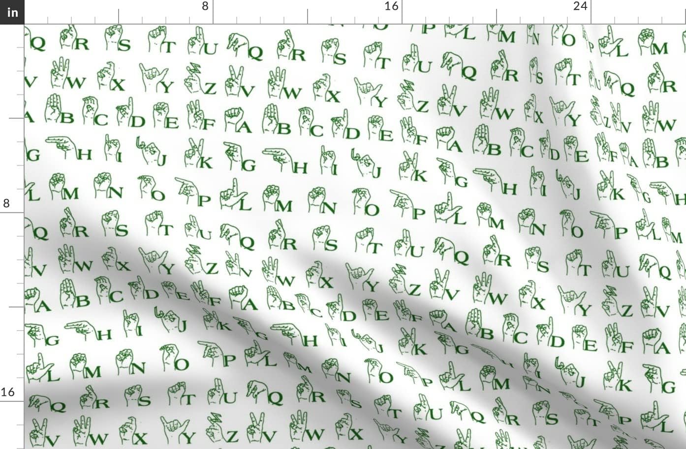 Spoonflower Fabric - Sign Language Green American Printed on Organic Cotton Sateen Fabric by The Yard - Sewing Quilting Apparel Home Decor