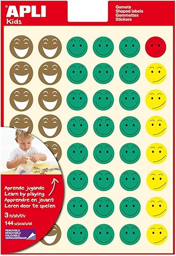 APLI-AGIPA Lot de 10 Sachets de 144 (3F) Gommettes éducatives SOURIRE enlevable