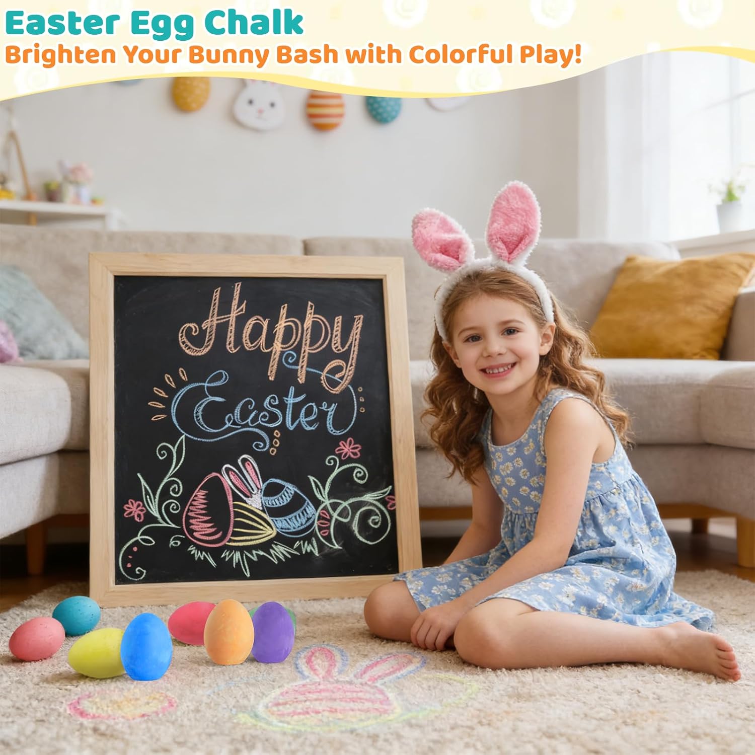 36 Pack Easter Sidewalk Chalks Bulk 36 Solid Colors Chalk Eggs for Kids Easter Basket fillers Colorful Egg Chalk Outdoor Toddler Kids Easter Hunt Classroom School Chalkboard Playground Drawing Party