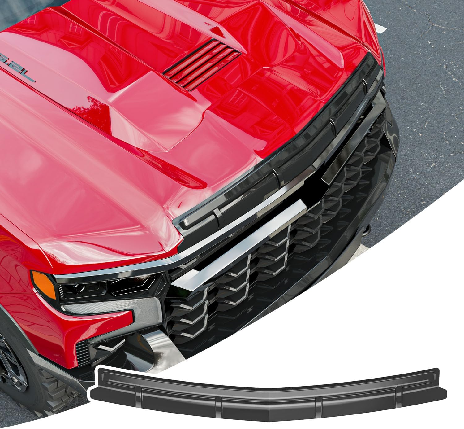hood protector compatible with 2019-2024 chevy silverado 1500 hood deflector abs hood shield replacement for 2019-2022 2023 2024 chevy silverado accessories (glossy black)