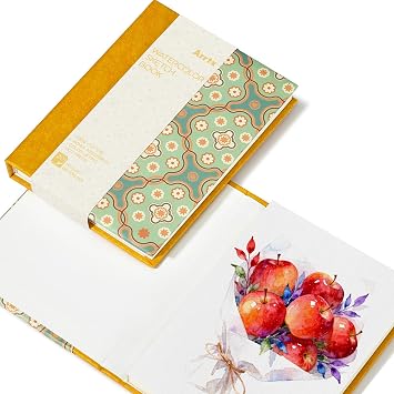 Arrtx Watercolor Sketchbook, 100% Cotton 140lb 300gsm Hot Press, 20 Sheets, Lay-Flat Exposed Spine | Perfect for Watercolor, Gouache, Ink & Mixed Media | Travel,Plein Air Art Journal 5.4 x 3.9 in