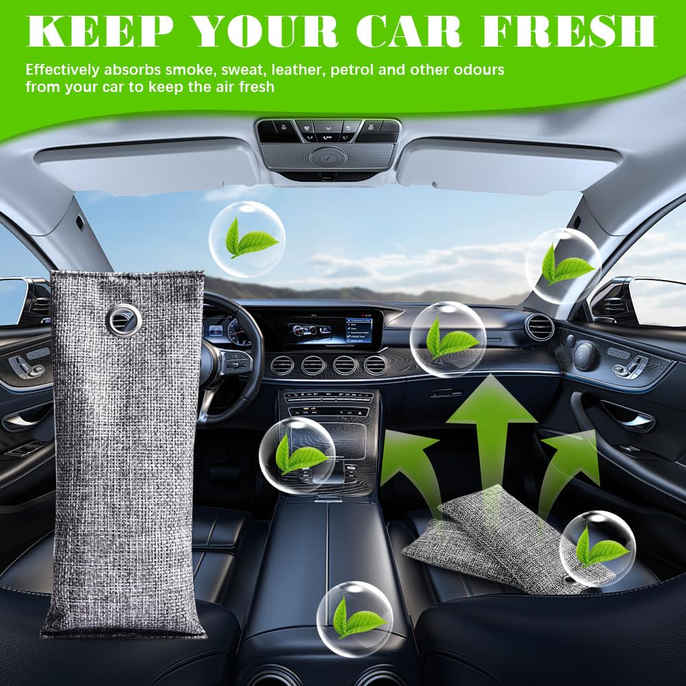 Bolsas Purificadoras de Aire de Carbón de Bambú, 4 Pcs bolsas Eliminador de Olores para Zapatos, 75g Bolsa De Carbón Activo De Bambú para Automóvil,Para Armarios, Zapatos, Eliminar Los Olores