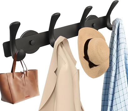 ULIBERMAGNET Strong Magnetic Double Hooks Rack,Heavy Duty Coat Magnetic Rack,Strong Rubber Magnetic Hanger with 4 Hooks for Refrigerator,Metal Cabinet