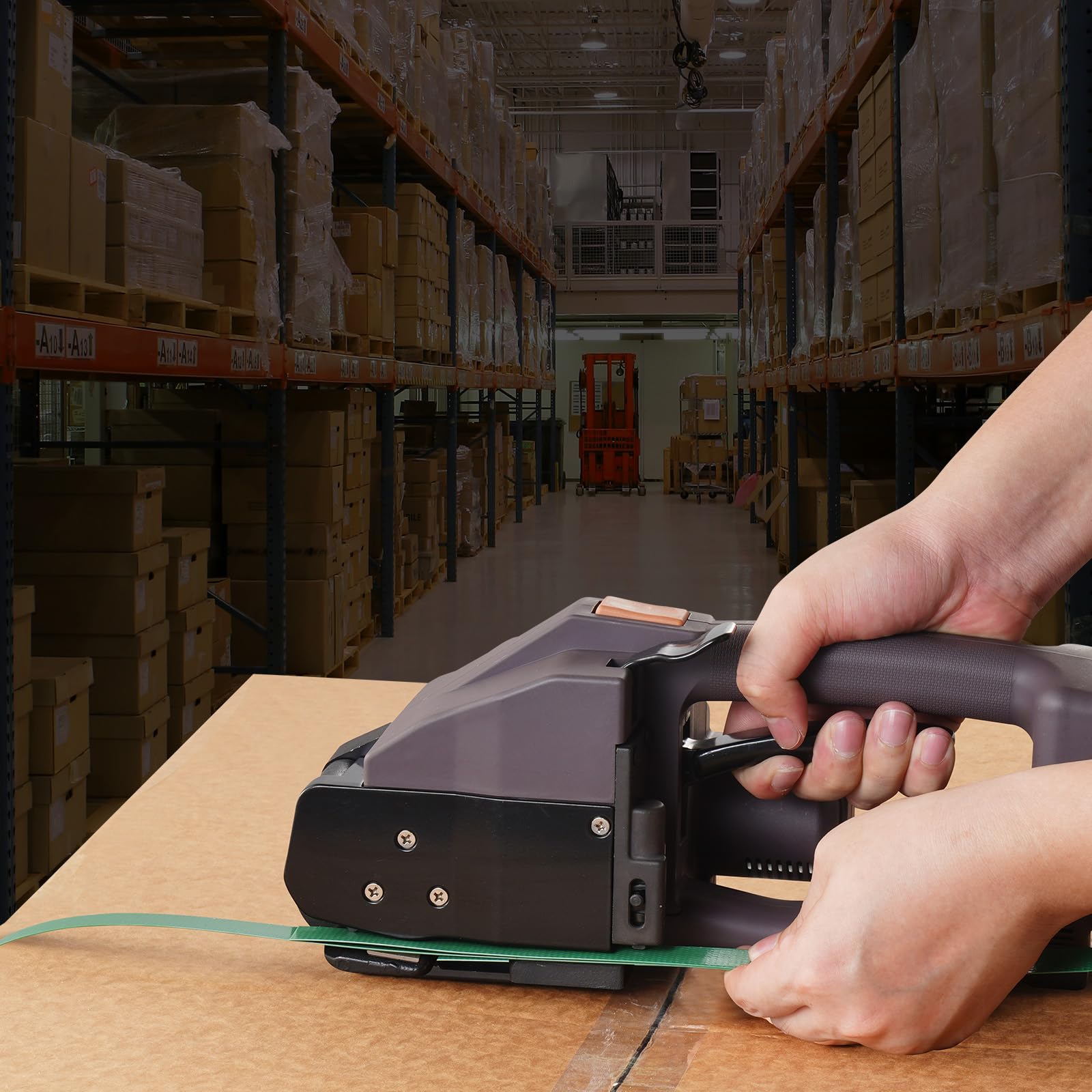 VEVOR Elektrische Umreifungsmaschine, für 1-2 cm PP-/PET-Bänder, elektrisches Umreifungsgerät mit Digitalanzeige, 2 x 4000 mAh batteriebetriebene Handumreifungsmaschine für Verpackungskartonpaletten