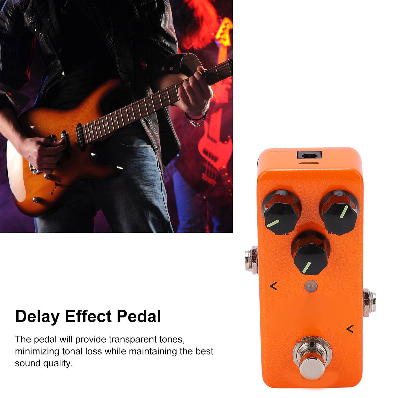 Pedale Effetto Chitarra Mini Delay Pedale Digitale Regolabile per Musicisti Metal Orange 800ms