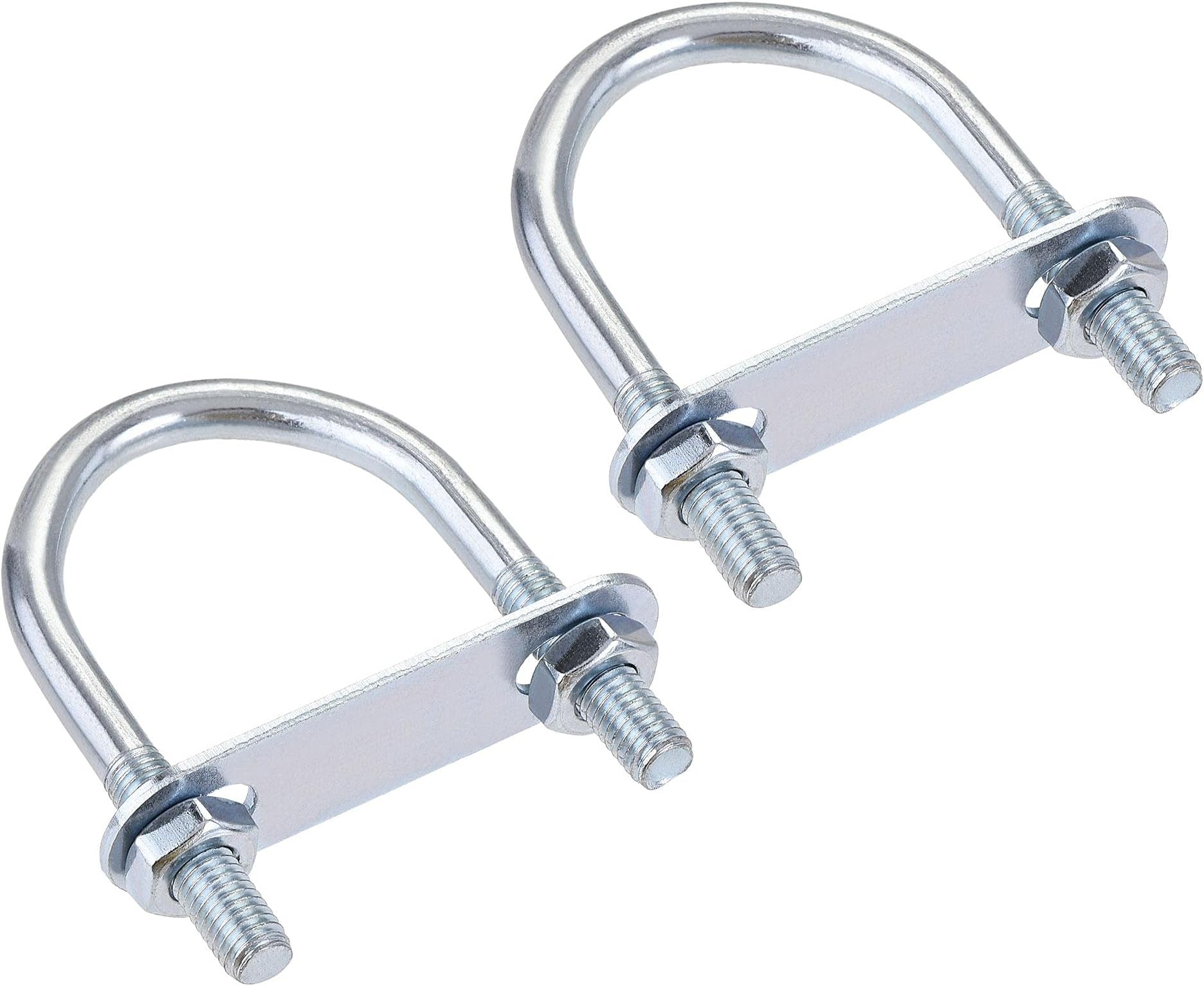 sourcing map Round U-Bolts 2 Sets 1.65"(42mm) Inner Width 75mm Length Steel M8 with Nut, Plate