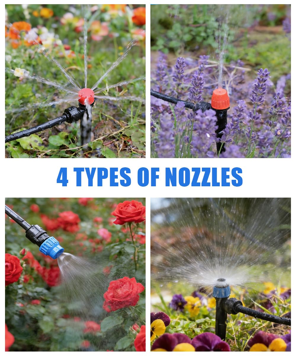 237FT Drip Irrigation System for Garden with 40 Nozzles, Quick-Connect Irrigation Kit with 1/2" & 1/4" Fast-Lock Tube. for Greenhouse, Raised Garden and Potted Plants (40FT+197 FT)