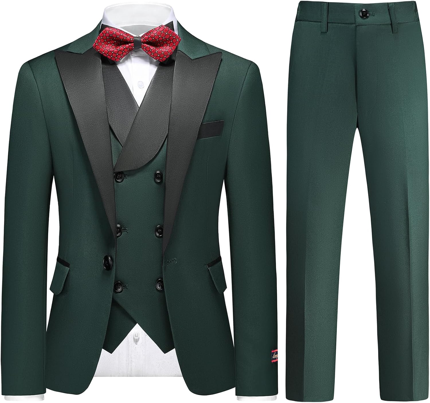 Lamgool Boys Tuxedo Suit 3 Piece Slim Fit Set with Blazer Jacket Vest Pant Kids Formal Outfit for Wedding Prom Size 6-20