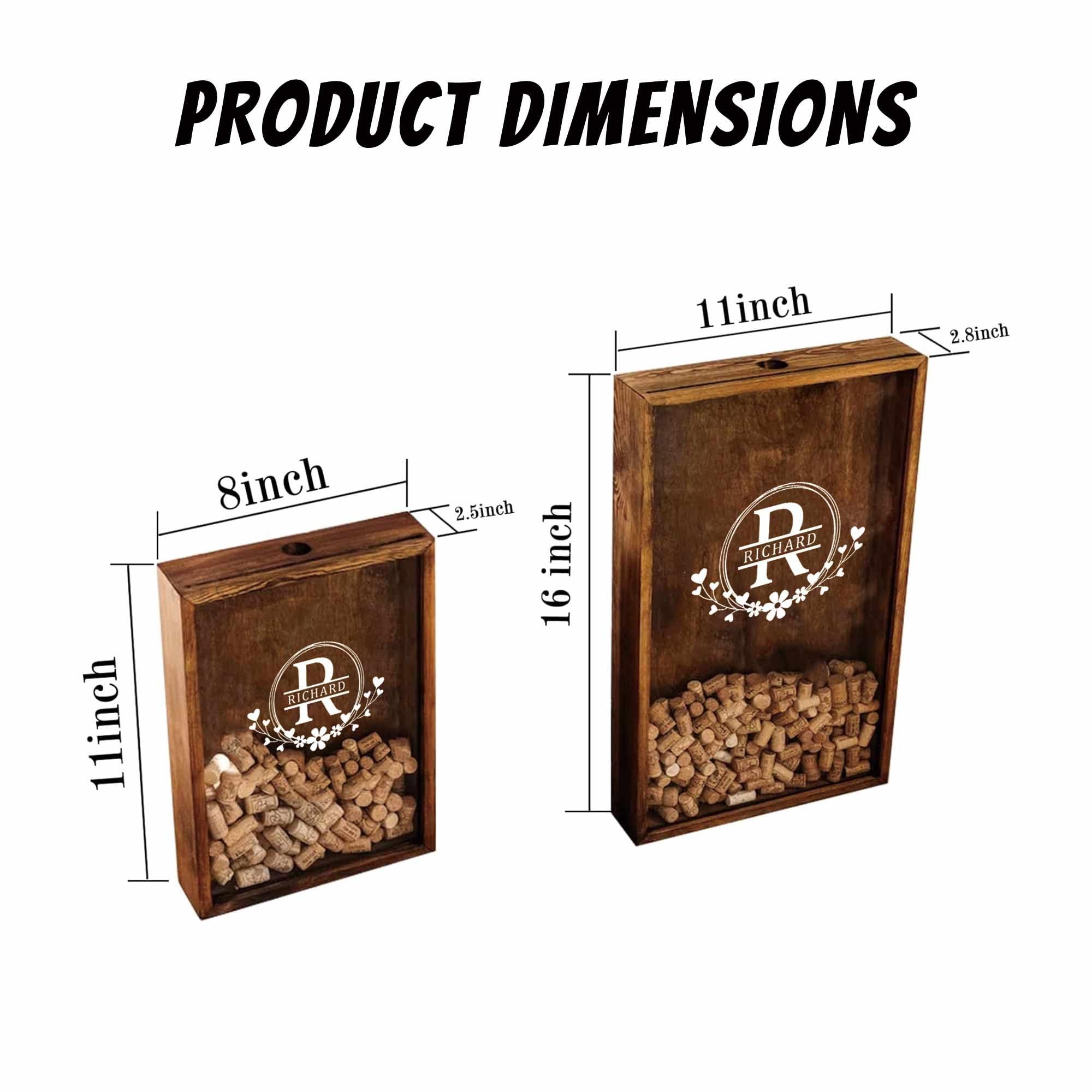 Caja de corcho personalizada para colgar, decoración de vino, caja de sombra de madera, regalo para inauguración de casa, decoración del hogar