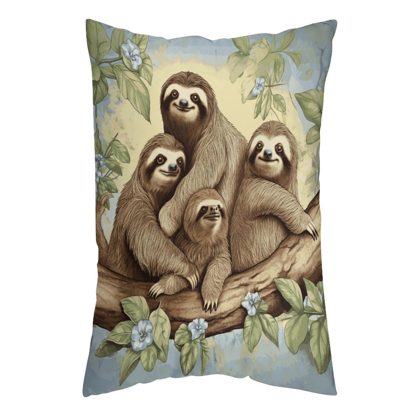 LDGSUPH Sloth Family Pillow Cases Soft Pillowcase with Invisible Zipper Wrinkle Resistant Pillow Covers Breathable Removable Pillow Protector for Bed Sofa Car 12 "x20