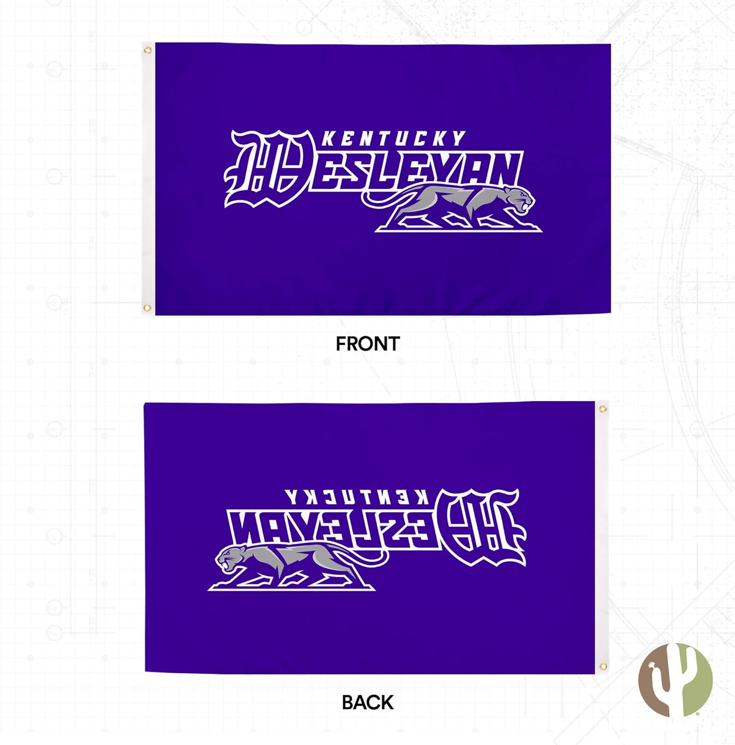 Desert Cactus Kentucky Wesleyan College KWC Flag - 3 x 5 Feet Panthers Banner, Indoor/Outdoor Durable Fabric, 100% Polyester Design (Style 1)