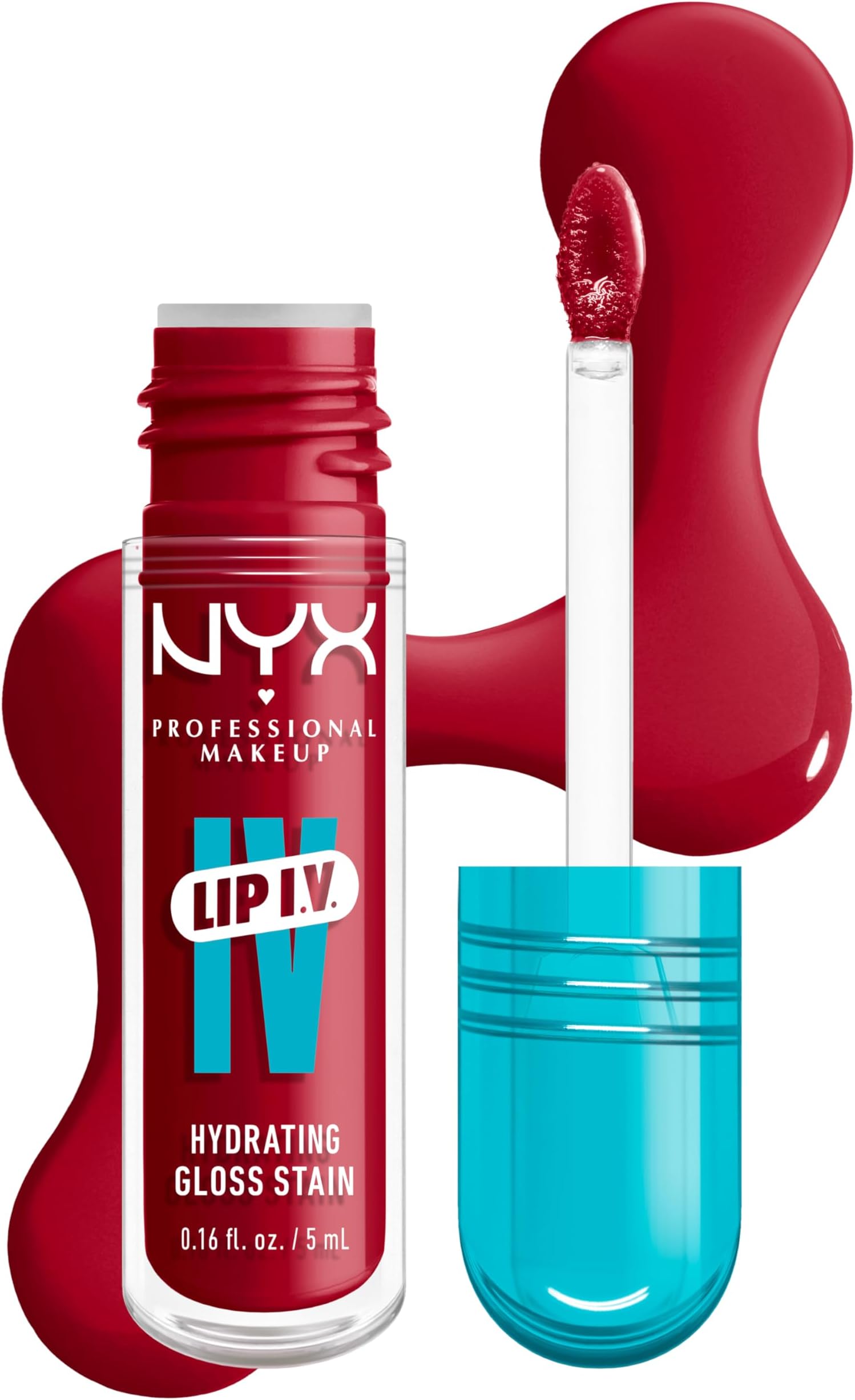 Lip IV Hydrating Gloss Stain, Lip Gloss, Up to 12HR Hydration, High Pigment, Wet Shine Finish, Red-y.Set.Wet!