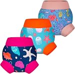 BIG ELEPHANT Swim Diapers - 3 Pieces of Reusable and Adjustable Baby Swimming Diapers for Girls (Ages 6 Months-3 Years), 12-24 Months