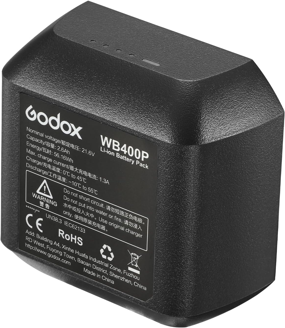 GODOX AD400Pro Original Battery – WB400P 21.6V/2600mAh/56.16Wh Li-ion Batterypack, High-Capacity Power Solution for AD400 Pro, Flashpoint XPLOR400 Pro Outdoor Flash (Replaces WB400P & WB400PA)