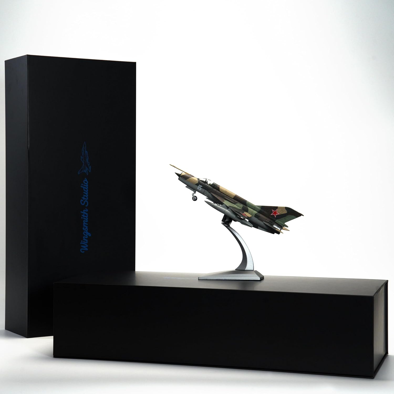 Wingsmith Model MiG-21 Fishbed Fighter Jet Diecast Airplane Kits for Adults, Cold War Era Aircraft Model with Display Frame & Posters, Unique Gift for Men, Dad, Husband