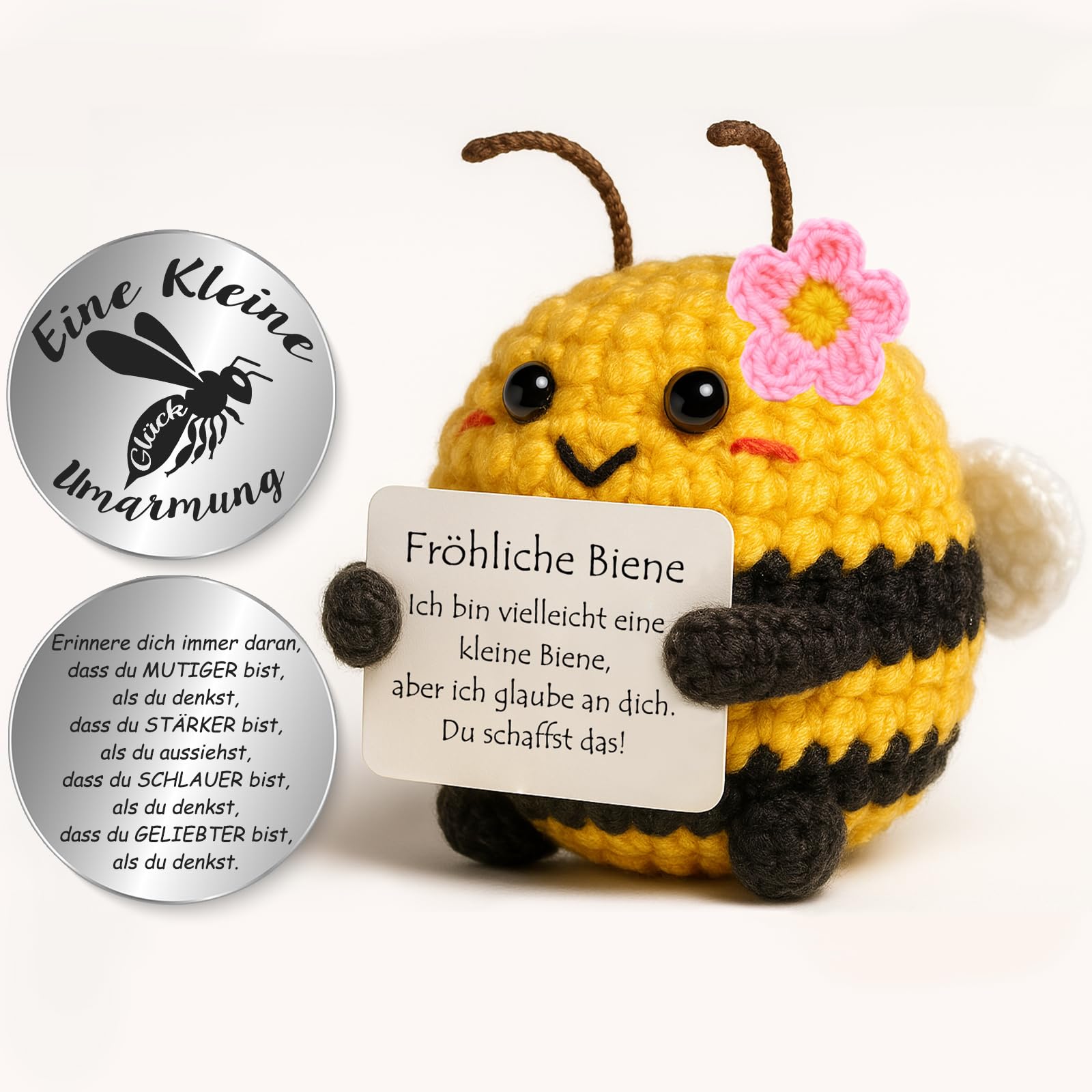 Tixlux Pocket Hug Fröhlicher Pinguin, Kreative Strickwolle Pinguin Dekofigur und Kleine Umarmung Glücksbringer, MutmacherGeschenk, Gute Besserung Geschenk, Weihnachten