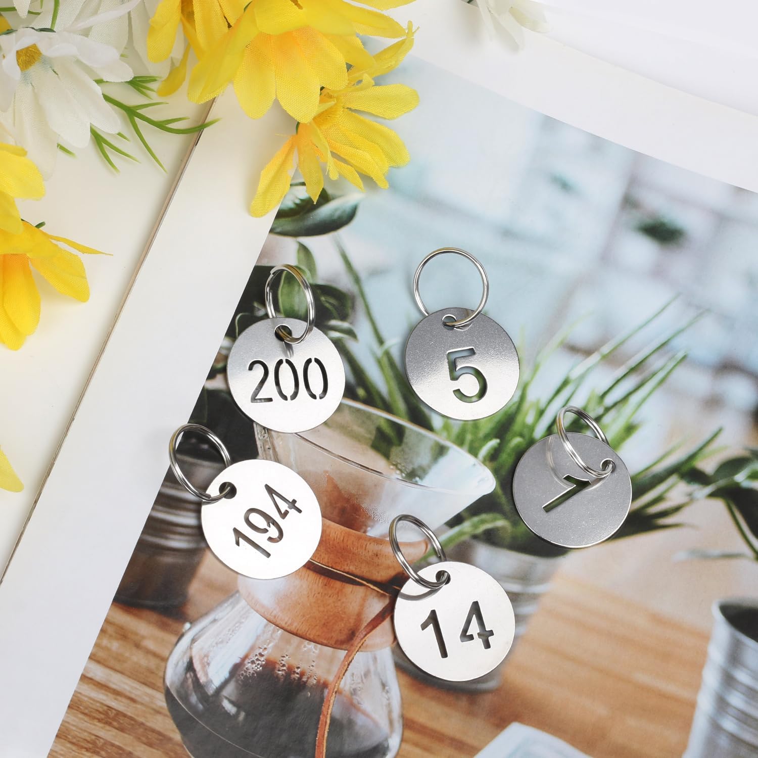 30mm Number Labels with Rings, 304 Stainless Steel Numbered Key Tags, Metal Number Tags, Keychain Labels - 1 to 100