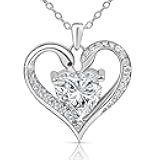 Moissanite Pendant Necklace for Women – 925 Sterling Silver Necklace for Women Heart Swan Pendant, Dainty Silver Jewelry Gift Box for Mom Wife Girlfriend – Birthday Anniversary