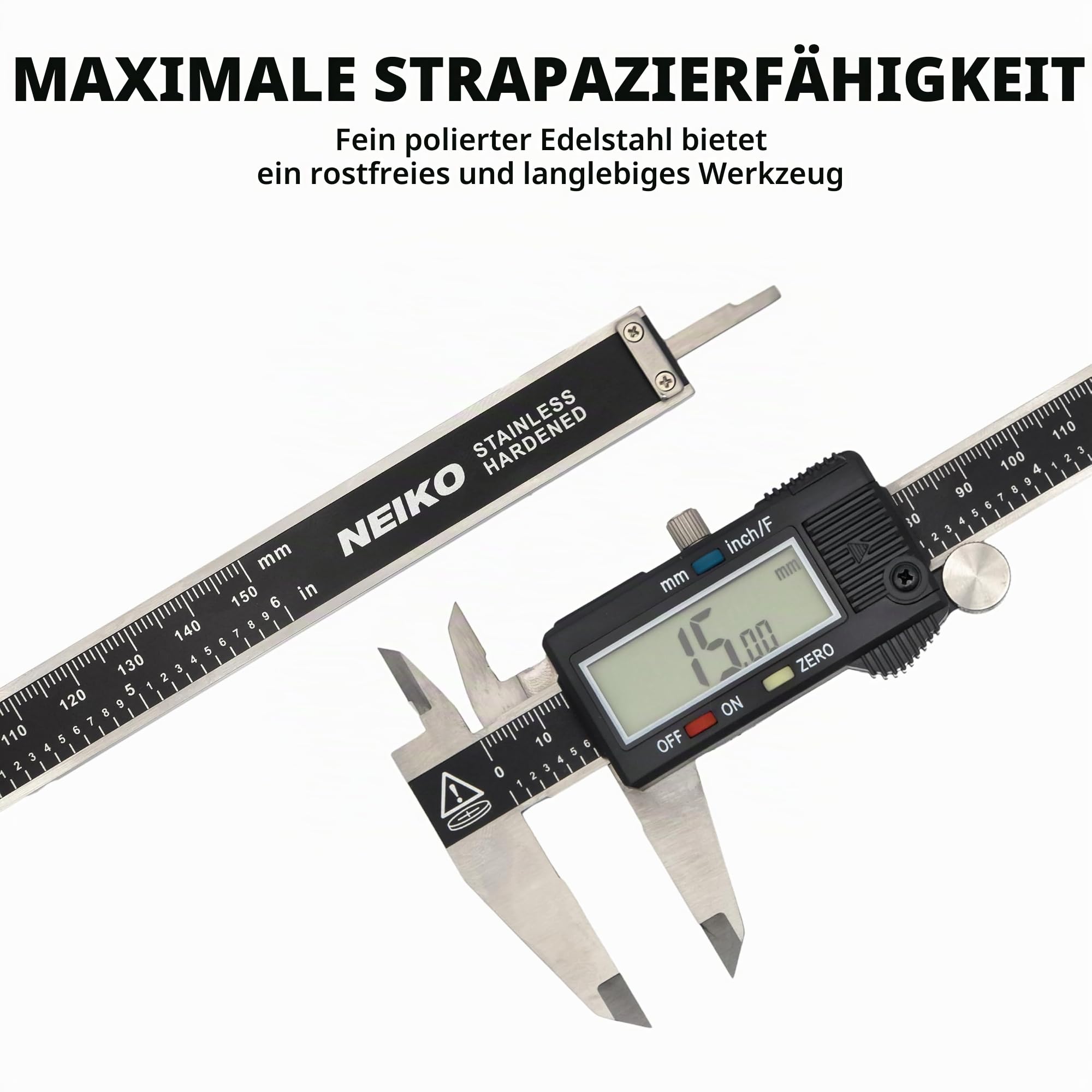 Neiko® 01407 A ELECTRONIC DIGITAL Messschieber mit extra großen LCD-Bildschirm | 0–15,2 cm | Zoll/Brüche/Millimeter Umwandlung, 01407A