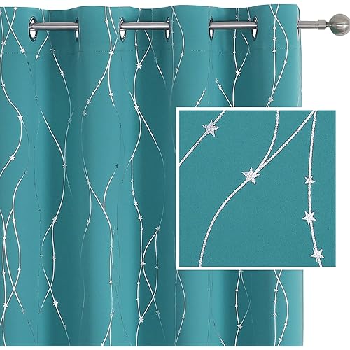 SMILE WEAVER Turquoise Blackout Curtains for Bedroom 84 Inch Long,Room Darkening Soft Thick Thermal Insulated Light Blocking Window Drapes for Living Room/Nursery 2 Panels,Teal Green
