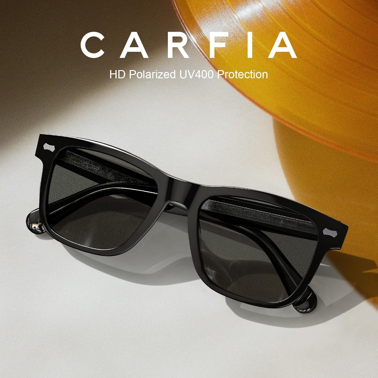 CARFIA Retro Acetate Polarized Sunglasses for Men UV Protection with Embossed Pattern Wire Core CA2301 - Image 3