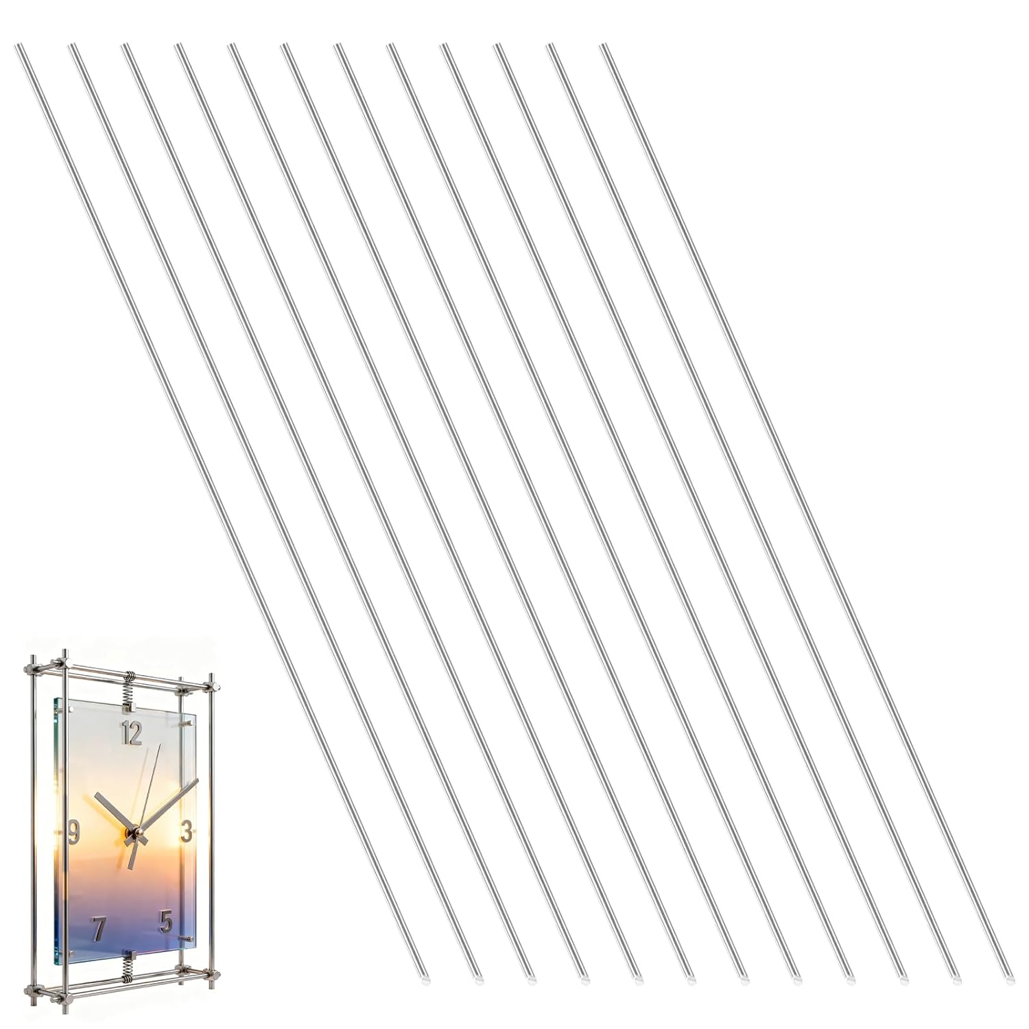 304 Stainless Steel Round Rod, 1mm x 300mm Metal Solid Shaft Rods Lathe Bar Stock for DIY Crafts Model Car Helicopter Airplane 12pcs (1mm)