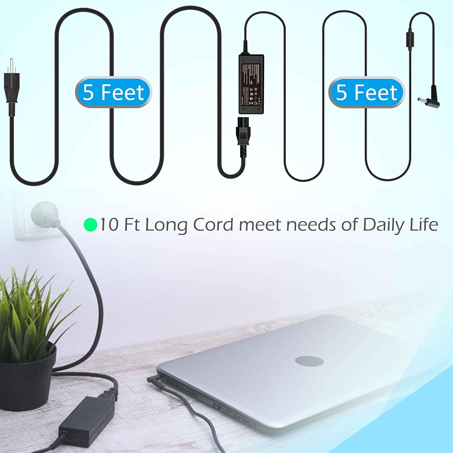 65W AC Adapter Laptop Charger Compatible with HP Envy 13 15 17 15t 15m 17m X360 15-1039wm 15-1033wm 15-1010dx 15-w237cl 15-w110nr 15-ee1093cl 15m-eu0033dx 17m-ch0013dx Power Supply Cord image 6 of 7 B09TKHHSJ8