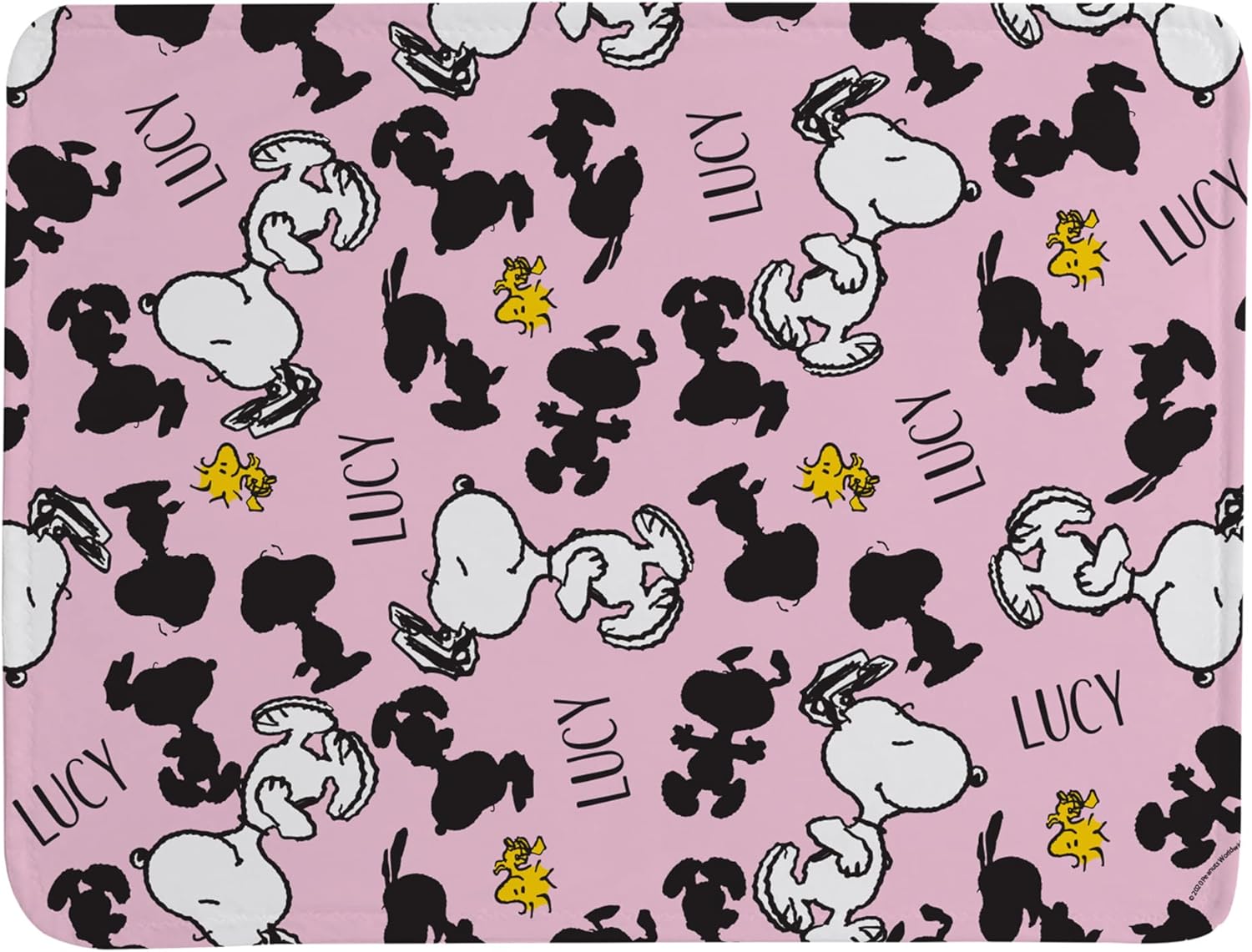 Let's Make Memories Personalized Peanuts All Over Snoopy Pattern Plush Blanket - Pink- 50x60