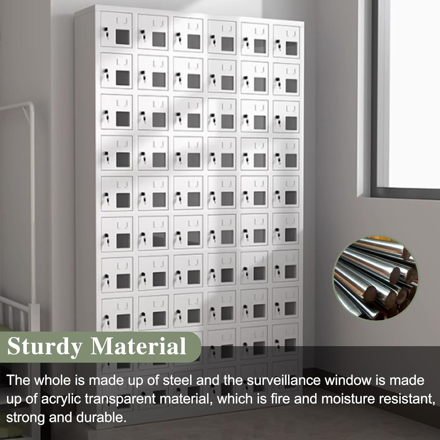 Wall-Mounted Clear Cell Phone Locker - 30 Slot Storage Box with Keys, Secure Cell Phone Jail for Factories, Troops, Offices, Schools - Convenient Organizer for Phones