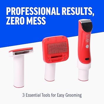 ChomChom Roller Dog Vacuum for Shedding Grooming Dog Grooming Kit with Dog Brush Vacuum Attachment, Pet Hair Clipper with Guards, Large-Capacity Bin