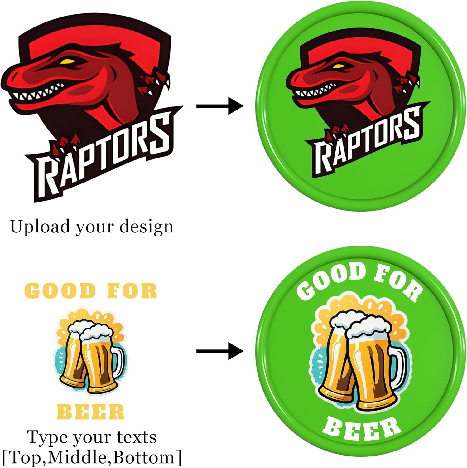 200-1000 Custom Poker Chips, Custom Drink Tokens Personalized Logo, Image and Text, Double Side UV Full Color Printing Drink Chips for Bar, Party, Business Cards, Company Logo and Promotions