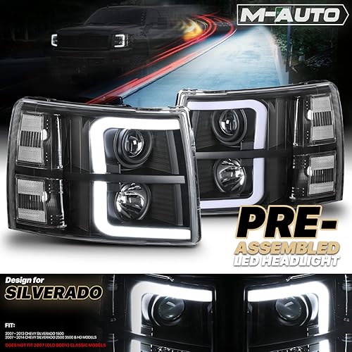 Miniatura 2 de M-AUTO Conjunto de proyector de carcasa negra con 2 pares de bombillas LED premontadas de 6000 K compatibles con modelos 07 08 09 10 11 12 13 Chevy