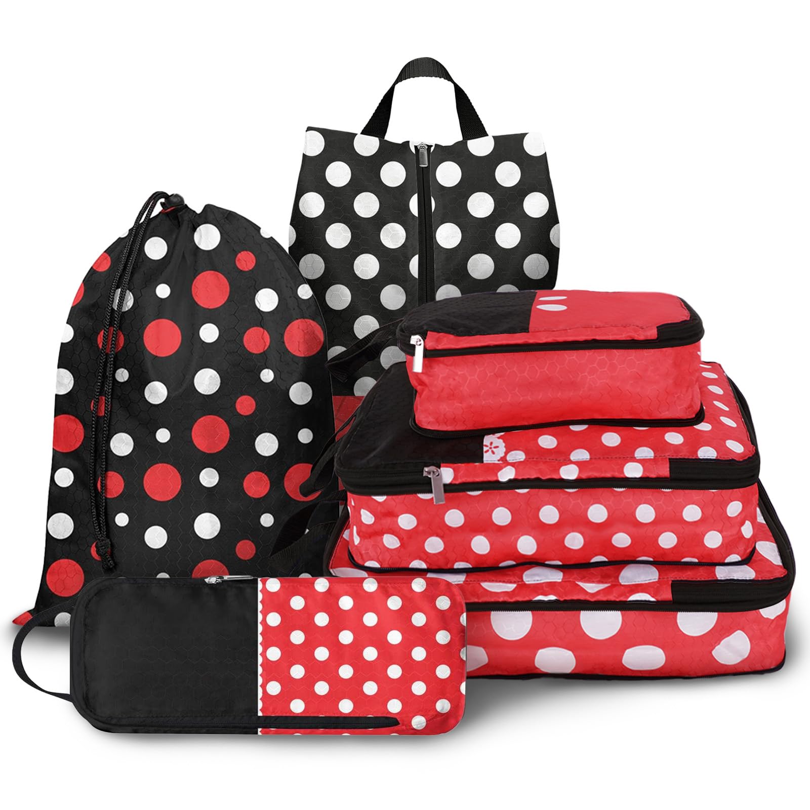 6 Pcs Compression Packing Cubes for Travel, Waterproof Luggage Organizer Washable Storage Bags Set - Packaging Cubes for Backpack Travel and Carry-Ons